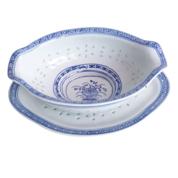 4 TIENSHAN Chrysanthemum Rice Grains Pattern Blue and White Bread/Butter Plates - Picture 1 of 8